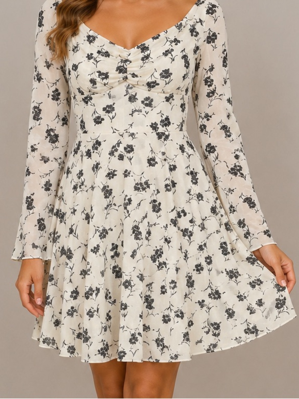 Floral Skater Dress Cream & Black